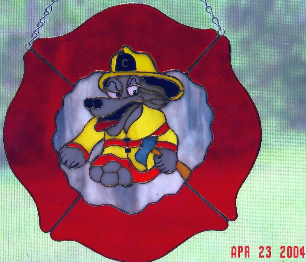Ceredo VFD Mascot Panel, Ceredo, WV Glass by Knight