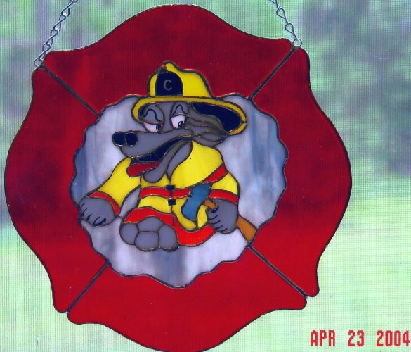Ceredo VFD Mascot Panel, Ceredo, WV Glass by Knight